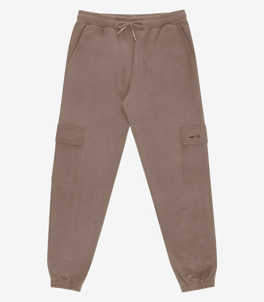 Image_Calça Juuvenil Moletom Peluciado Cargo Minty Marrom