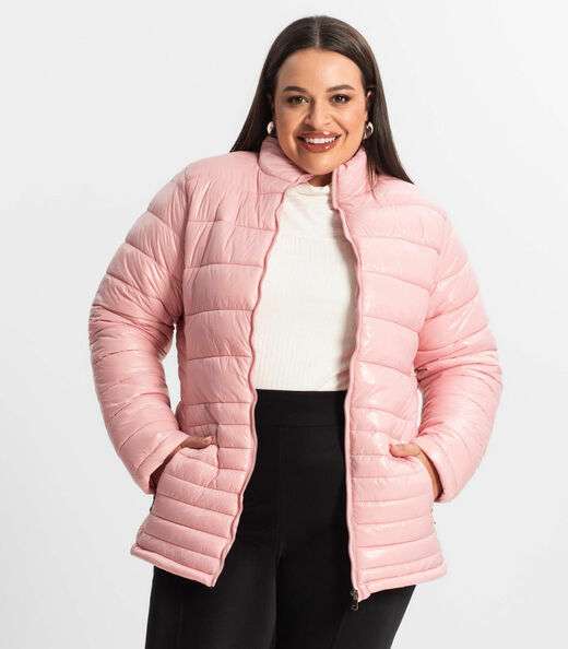 Jaqueta Plus Size Microfibra Secret Glam Rosa