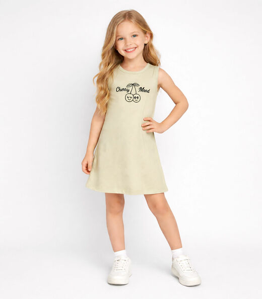 Vestido Infantil Com Estampa Localizada Select Verde