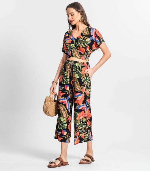 Calça Feminina Estampada Endless Preto