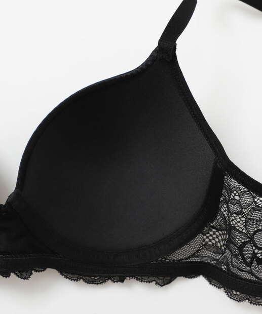 Sutiã Com Base E Bojo Acetinado Renda Marisa Preto