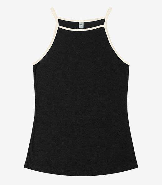 Regata Feminina em Ribana de Viscose Rovitex Preto