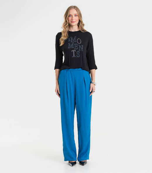 Blusa Feminina Manga 3/4 Em Visco Tricot Rovitex Preto