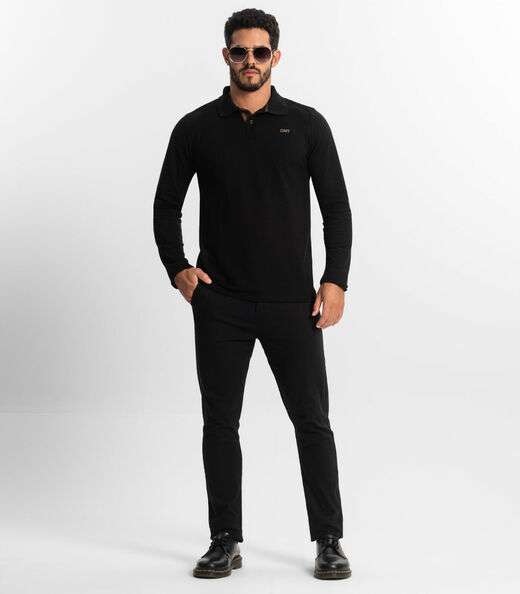 Polo Manga Longa Masculina Diametro Preto
