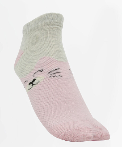 Kit 5 Pares Meias Soquete Feminina Gatos Marisa