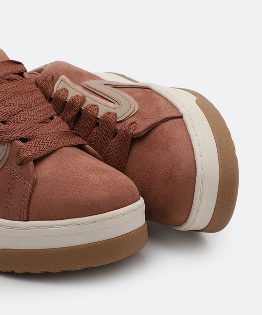 Tênis Feminino Casual Recortes Ramarim Marrom