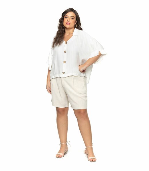 Bermuda Feminina Plus Size Secret Glam Bege