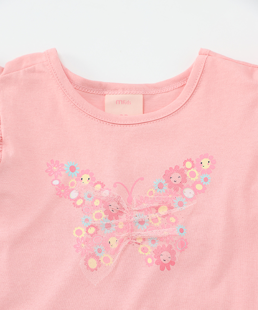 Blusa Infantil Estampa Borboletas Marisa Tam 1 a 3 Rosa