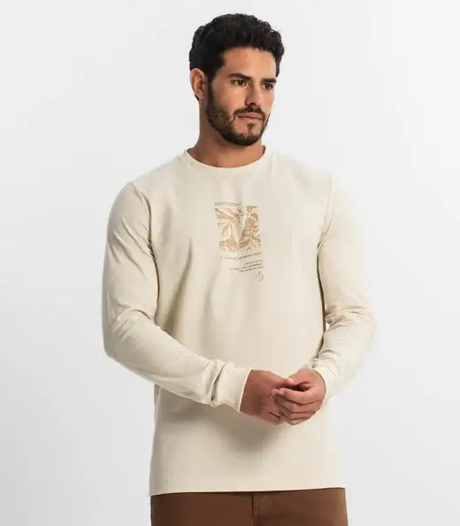 Camiseta Masculina Manga Longa Diametro Bege