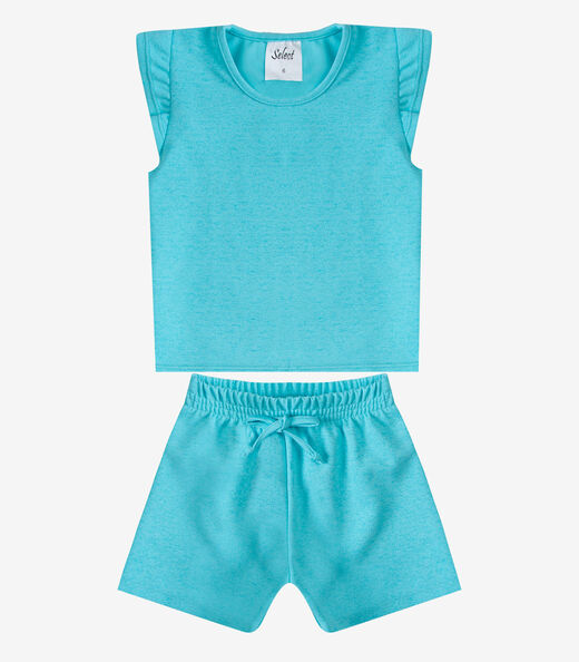 Conjunto Feminino Infantil Blusa E Short Select Azul