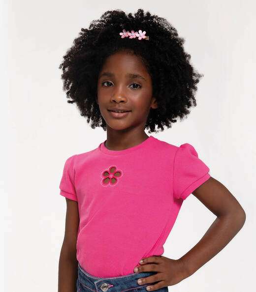 Image_Conjunto Infantil Blusa E Shorts Jeans Trick Nick Rosa