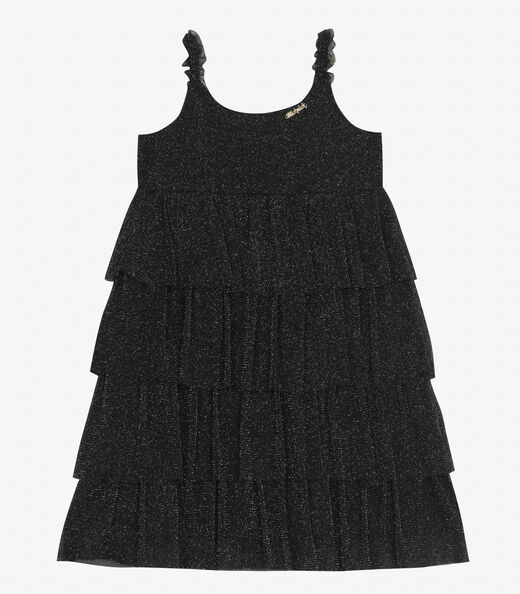 Vestido Infantil em Tule Shine Duo Trick Nick Preto