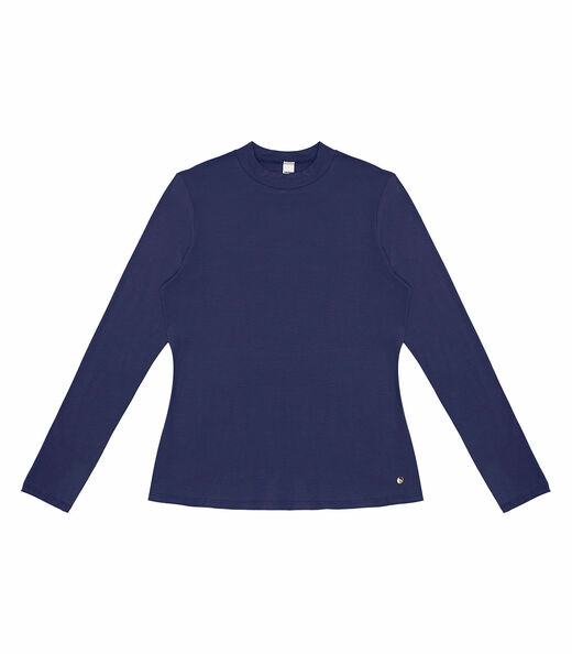 Blusa Feminina Manga Longa Gola Alta Rovitex Azul