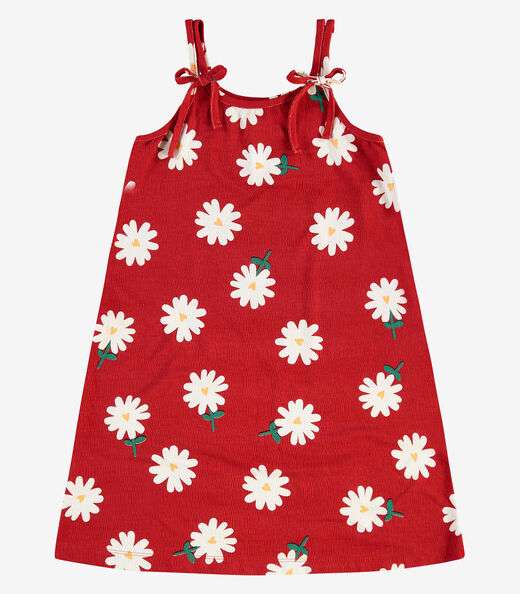 Vestido Infantil Visco Maquinetada Rovi Kids Vermelho