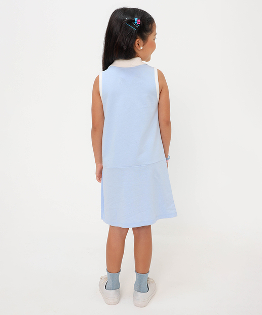 Vestido Infantil Polo Stitch Tam 4 a 10 Azul