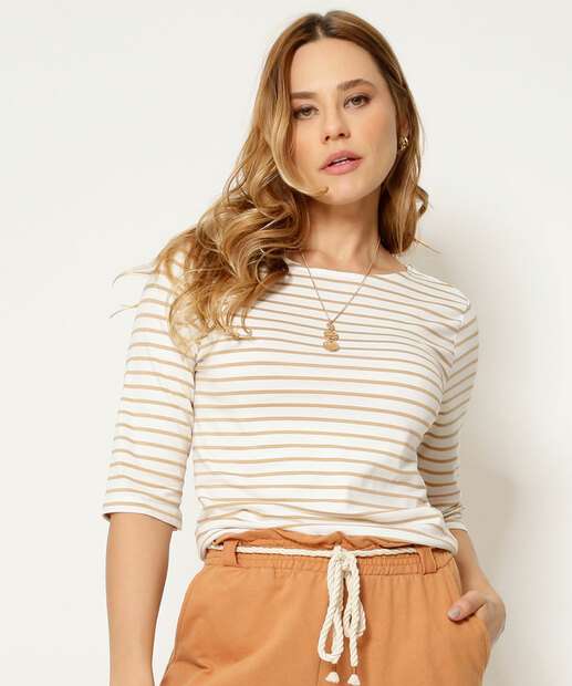 Blusa Feminina Listrada Manga 3/4 Marisa
