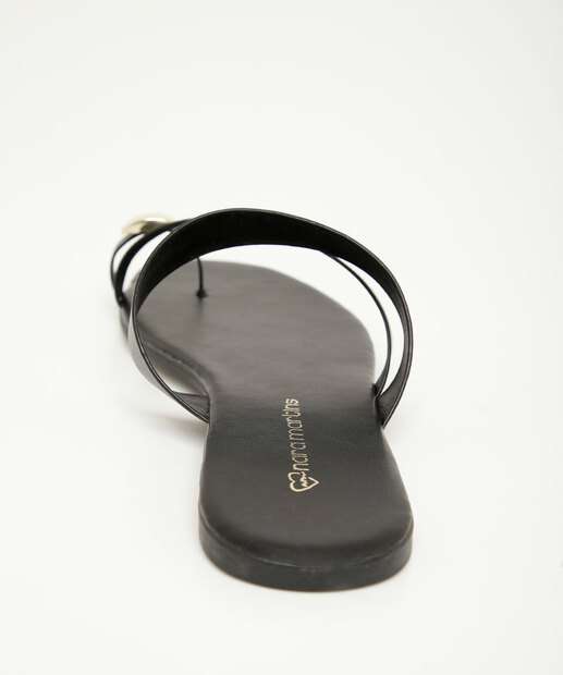 Rasteirinha Feminina Tiras Preto