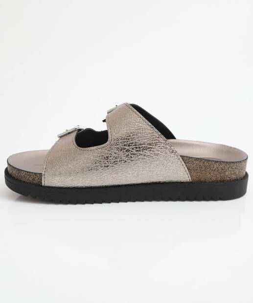 Rasteirinha Feminina Birken Metalizada Moleca Prateado