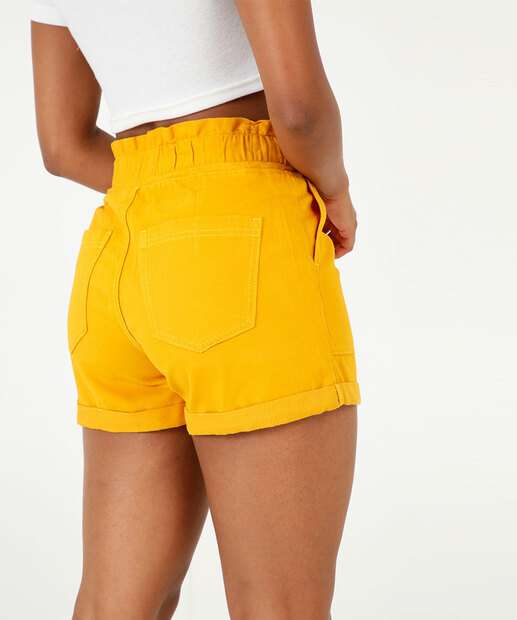 Short Cintura Alta Feminino Sarja Bolsos Marisa