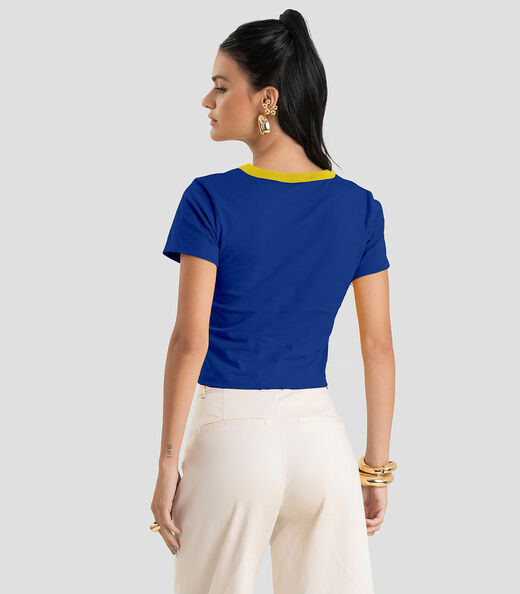 Blusa Feminina em Cotton Leve Brasil Dianna Azul