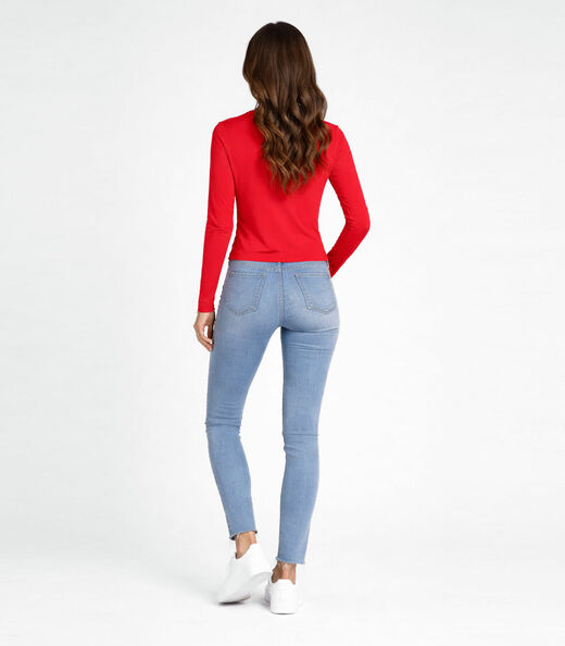Blusa Manga Longa Decote V Básica Select Laranja