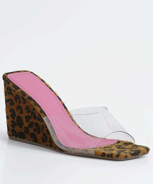 Tamanco Feminino Anabela Animal Print Marisa 