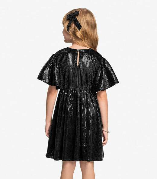 Vestido Infantil Manga Longa Trick Nick Preto