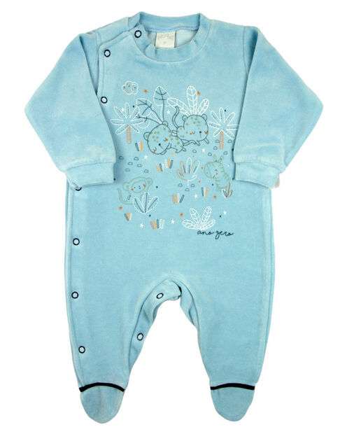 Image_Macacao Bebe Menino Plush com Silk Screen de Oncinhas - Azul