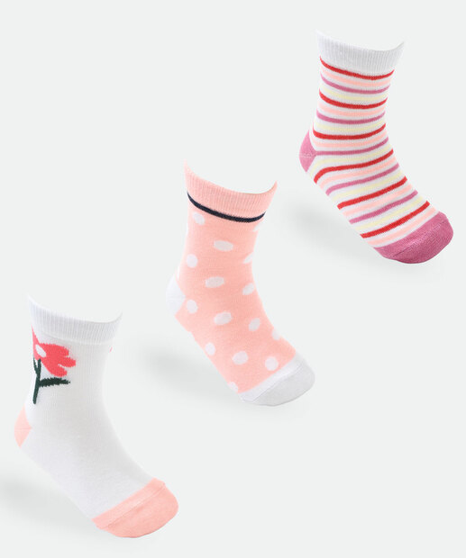 Image_Kit 3 Meias Infantil Estampa Listras Marisa Rosa