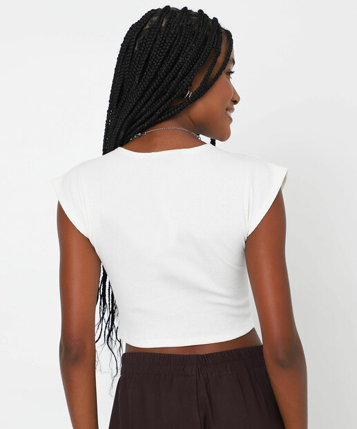 Blusa Feminina Cropped Muscle Tee Marisa Off White