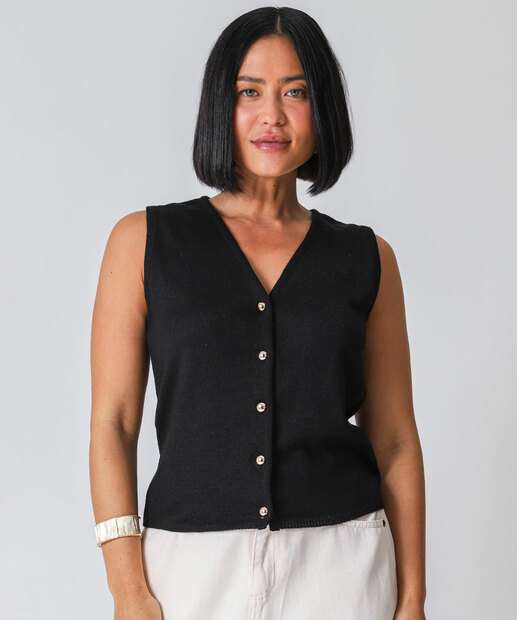 Image_Colete Feminino Tricô Marisa Preto