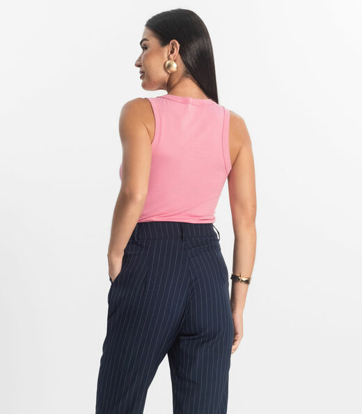 Regata Básica Feminina em Cotton Leve Rovitex Rosa