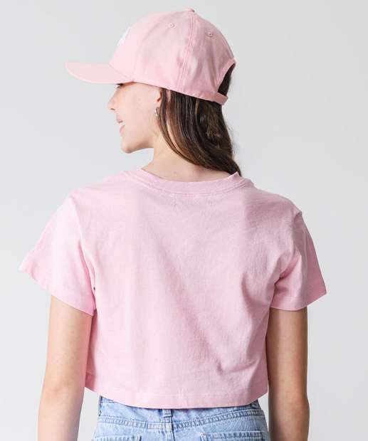 Blusa Juvenil Cropped Estampado Marisa Tam 10 a 16 Rosa
