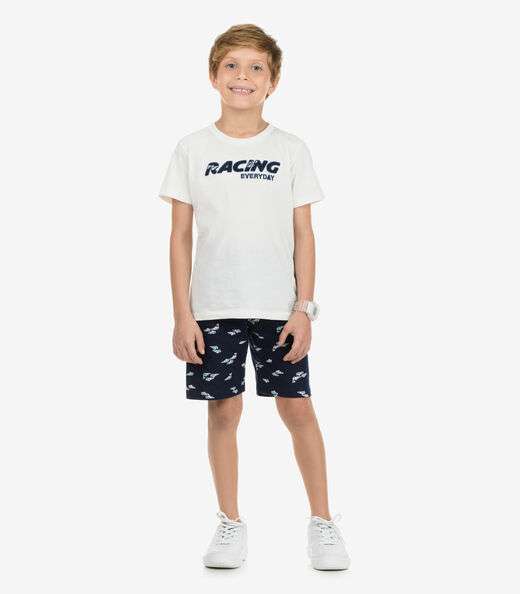 Conjunto Camiseta com Bermuda Menino Rovi Kids Bege
