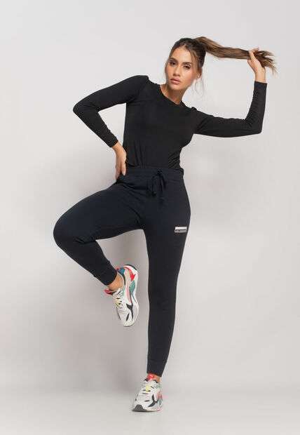 Blusa Esportiva Manga Longa e Gola Redonda Malha Preto Salvatore