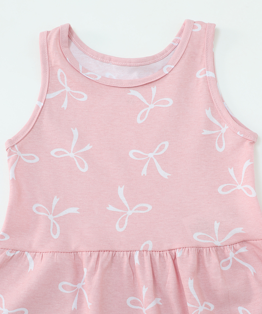 Vestido Infantil Estampa Laços Marisa Tam 1 a 3 Rosa