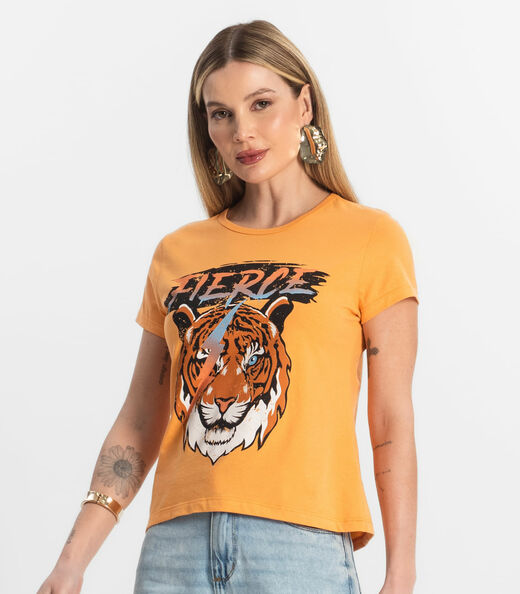 Blusa T-Shirt Feminina Estampada Select Laranja