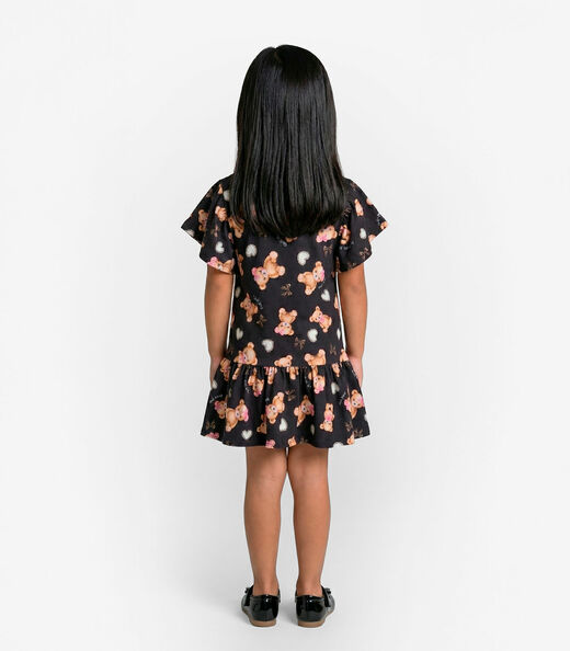 Vestido Infantil em Cotton Leve Trick Nick Preto