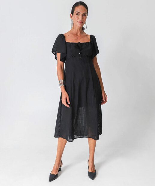 Image_Vestido Feminino Midi Textura Fenda Marisa Preto