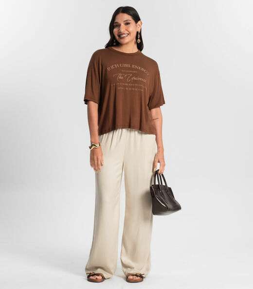 Blusa T- Shirt Feminina Rovitex Marrom