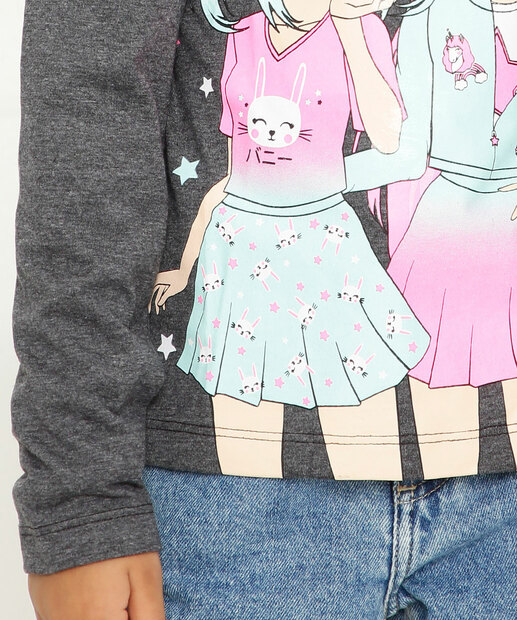 Camiseta Infantil Anime Manga Longa Marisa Tam 4 a 10