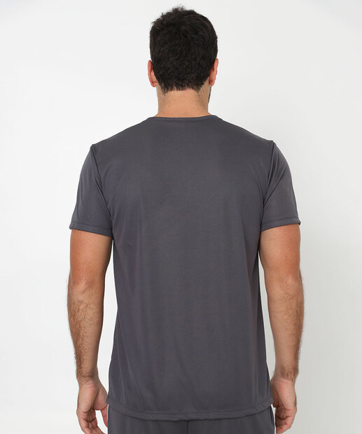 Camiseta Masculina Fitness Manga Curta MR Cinza