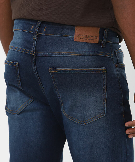 Calça Masculina Jeans Slim Bolsos Azul