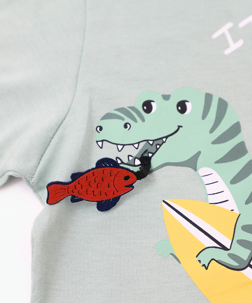 Camiseta Infantil Estampa Jacaré Marisa Tam 1 a 3 Verde