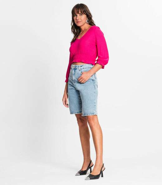 Blusa Feminina Manga 3/4 Rovitex Rosa