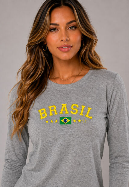 Blusa Malha Comfy Brasil Manga Longa Mescla Salvatore