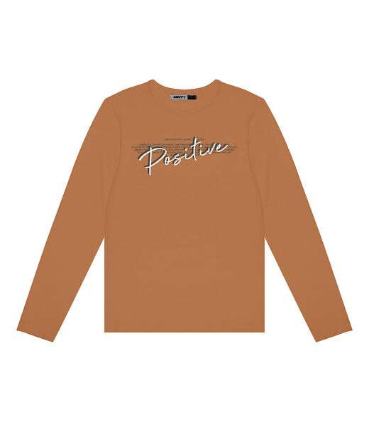 Camiseta Manga Longa Juvenil Em Meia Malha Minty Marrom