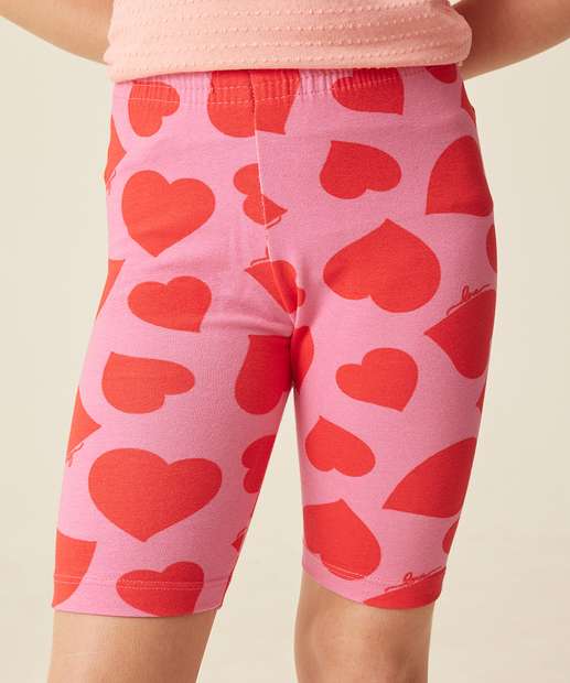 Bermuda Infantil Ciclista Cotton Coração Marisa Tam 4 a 10