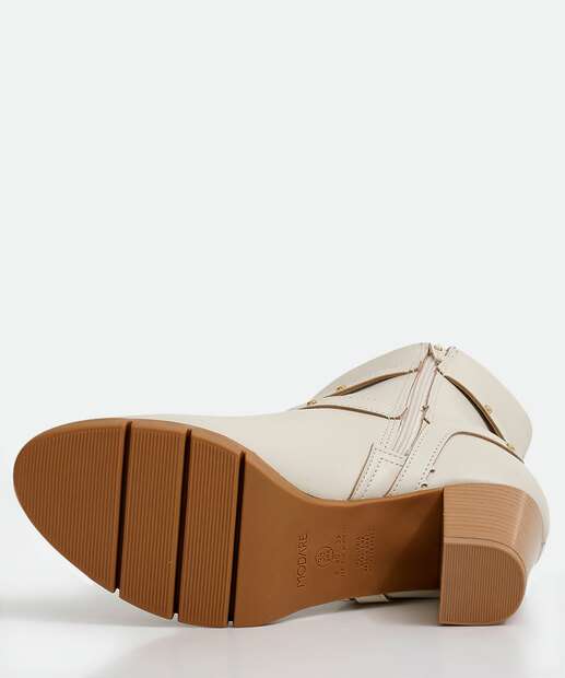 Bota Feminina Cano Curto Salto Grosso Tachas Modare 