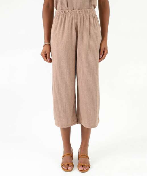 Calça Pantacourt Feminina Canelada Marisa Marrom